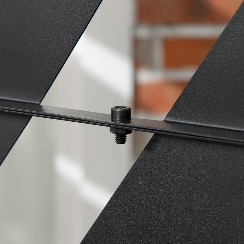 Black Metal Banana Leaf Privacy Screen With Stand For Garden Patio Or Hot Tub Use