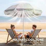 1.8m Beach Parasol with Adjustable Tilt and UPF30 Sun Protection for Beach or Garden Outsunny