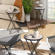 Multicolour Mosaic Folding Round Garden Table 35.5cm Metal Frame for Balcony