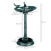 Green 81cm Tall Vintage Style Bird Bath with Decorative Birds and Planter Base by Outsunny