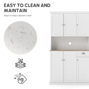 Freestanding Kitchen Storage Cabinet with Open Countertop and Drawer 180cm White