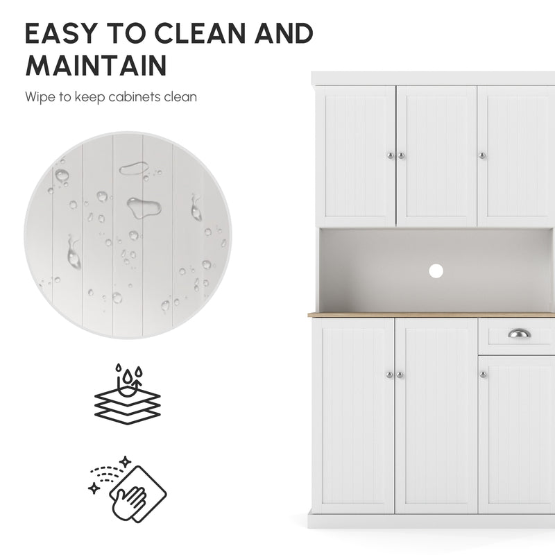 Freestanding Kitchen Storage Cabinet with Open Countertop and Drawer 180cm White