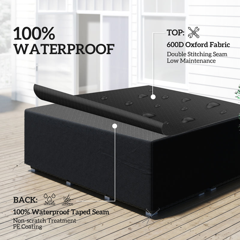 Black Waterproof Rattan Sofa Set Cover 600D Oxford Fabric UV Protection by Outsunny