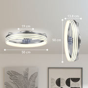 Smart Ceiling Fan With Adjustable Light and App Control for Year Round Home Comfort Silver Tone AOSOM