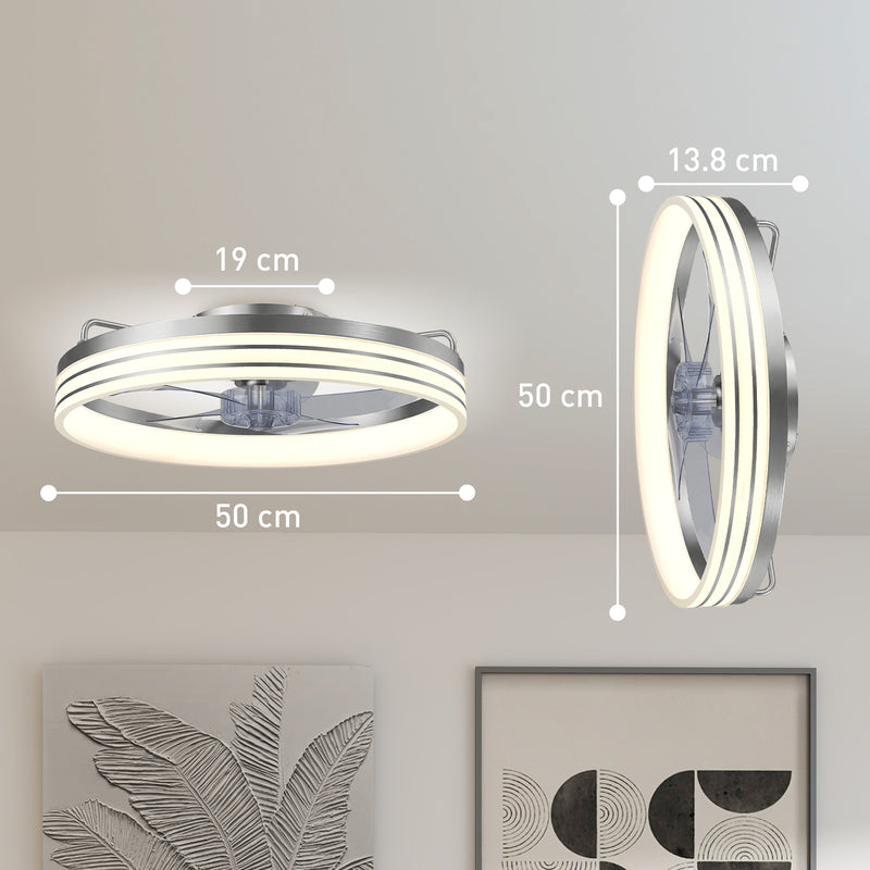 Smart Ceiling Fan With Adjustable Light and App Control for Year Round Home Comfort Silver Tone AOSOM