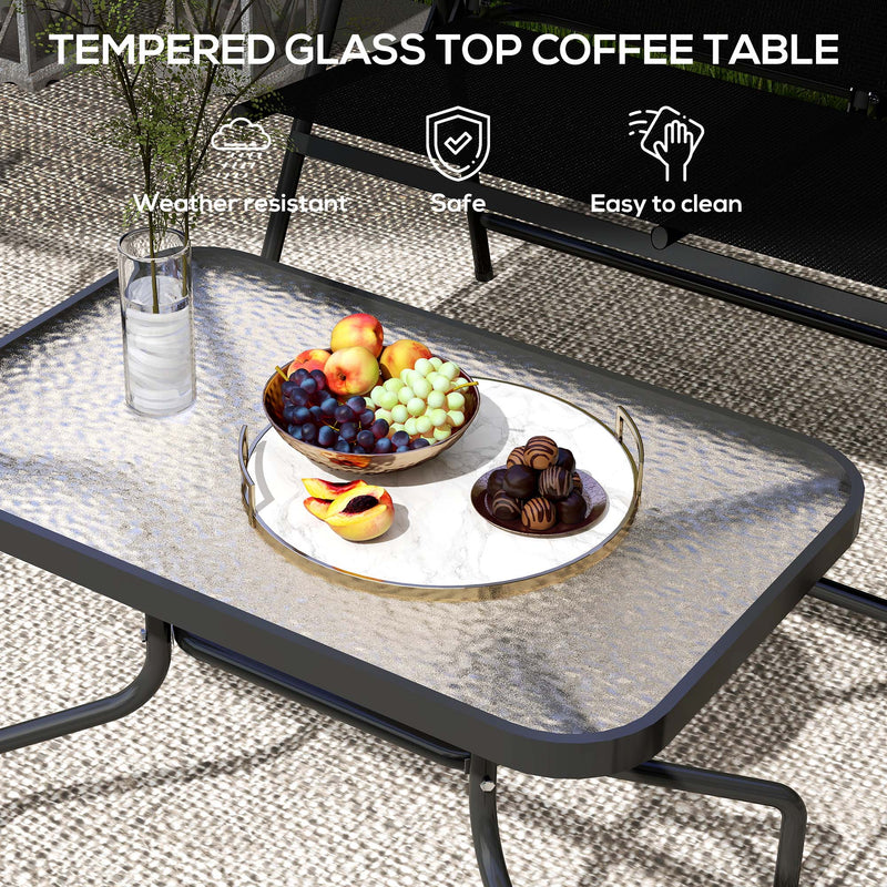 4 Piece Rattan Patio Furniture Set with Cushions Black by Outsunny