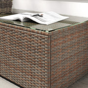 Brown Rattan Side Table With Glass Top 90 x 50cm by Outsunny