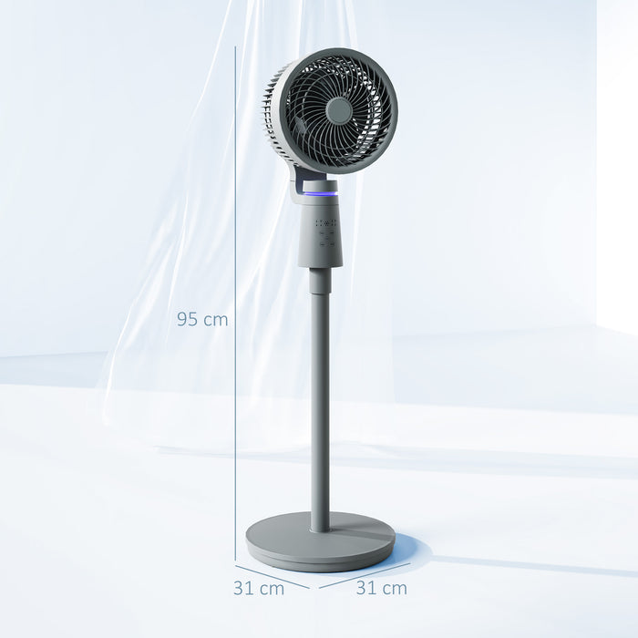 Grey Pedestal Air Circulation Fan with Oscillating Function and Light Off by HOMCOM