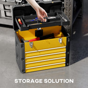 Yellow 4 Drawer Metal Toolbox Chest With Large Storage For Garage Or Workshop AOSOM
