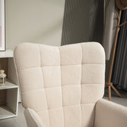 Cream Upholstered Wingback Armchair with Tufted Back and Wooden Legs for Lounge or Bedroom