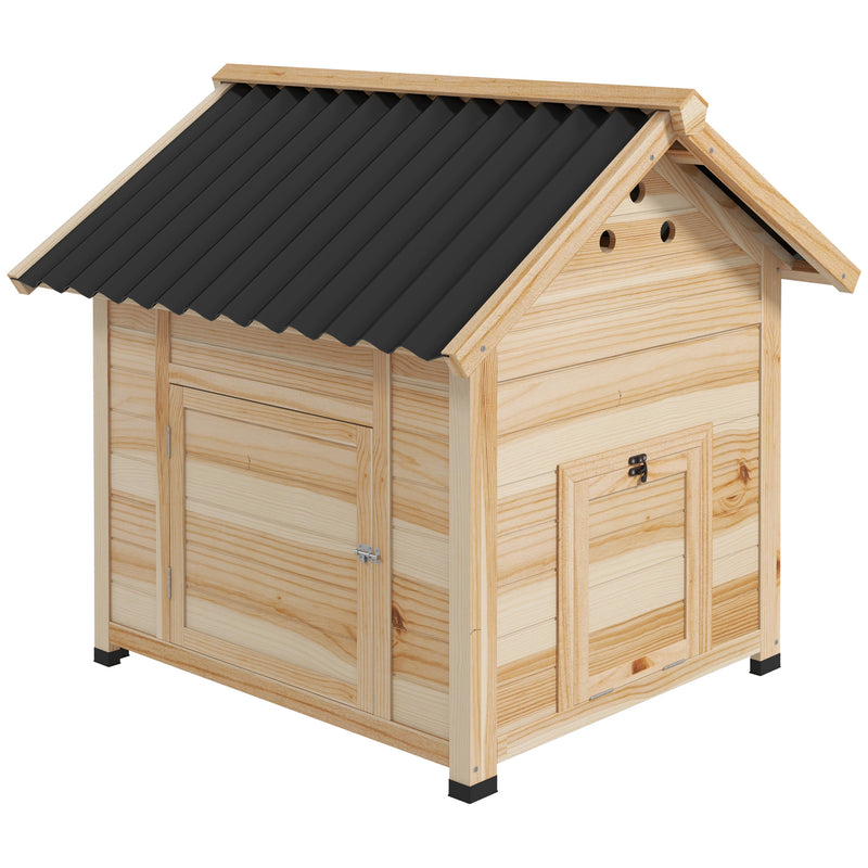 Wooden Duck House with Double Doors Openable Roof Ventilation Holes Removable Base by PawHut