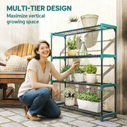 4 Tier Steel Plant Stand Set for Indoor or Outdoor Space Saving Display Dark Green Outsunny