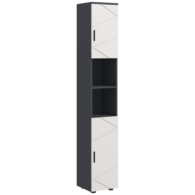 Tall Bathroom Storage Cabinet With Adjustable Shelves For Towels And Toiletries Grey