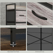 Rustic Storage Chest with Six Fabric Drawers Ideal for Bedroom or Hallway Grey Wood Effect