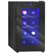 Mini Wine Fridge 8 Bottle 21L Freestanding or Under Counter with Glass Door and LED by HOMCOM