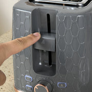 Fast Boil Kettle and 2 Slice Toaster Set With Auto Shut Off and Browning Control Grey