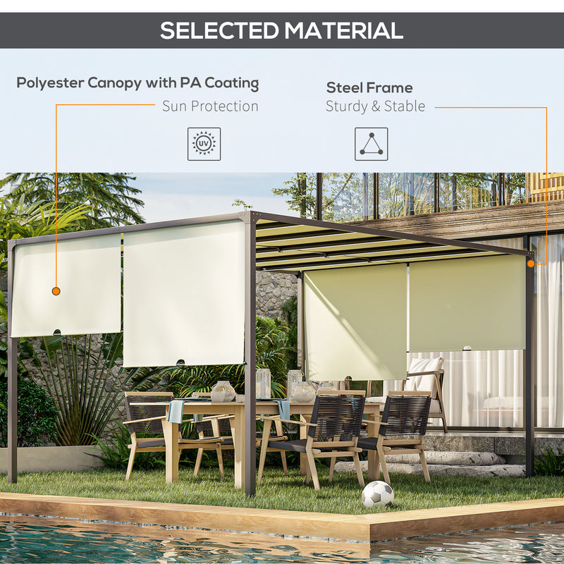 3 x 4m Cream White Garden Pergola With UV Resistant Canopy