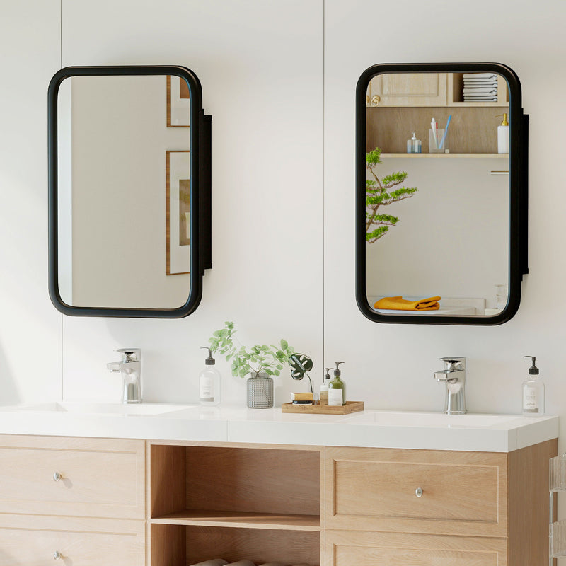 Bathroom Wall Cabinet with Mirror and Shelves for Organised Storage Black