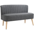 Loveseat Sofa for Small Spaces with Deep Cushions and Wooden Legs Grey AOSOM