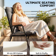 Garden Chair Cushion Set for Outdoor Comfort with Head and Back Support 4 Pack Dark Grey Outsunny
