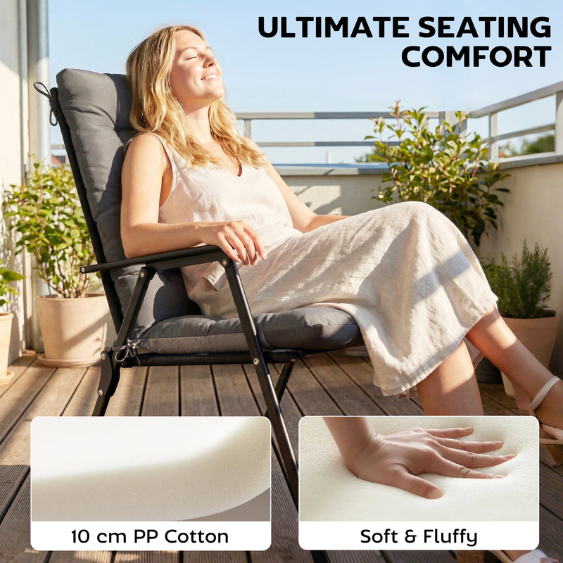 Garden Chair Cushion Set for Outdoor Comfort with Head and Back Support 4 Pack Dark Grey Outsunny