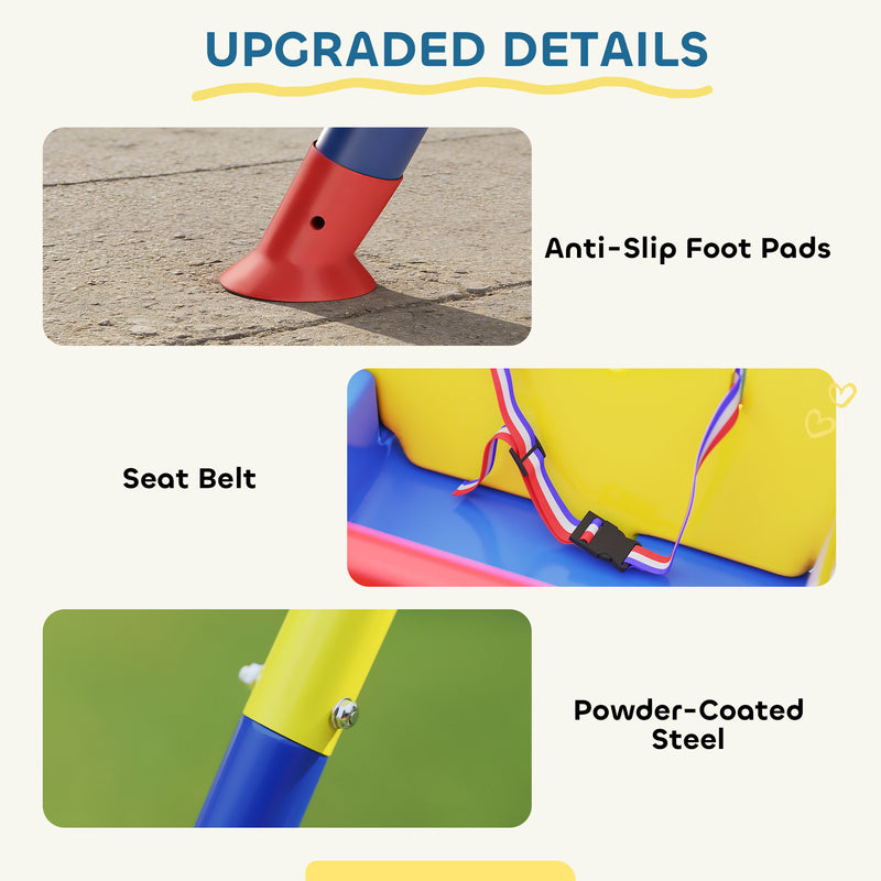 Kids Adjustable Swing Set for Indoor and Garden Play with Foldable Frame Blue Yellow