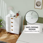 White Chest of Four Drawers With With Gold Legs Elegant Bedroom Storage Unit by HOMCOM