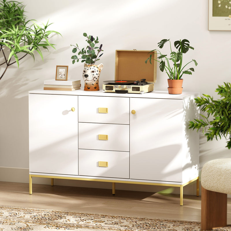 Sideboard with Adjustable Shelves and Drawers for Tidy Lounge or Dining Room Storage White