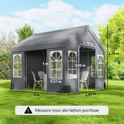 3x3m Garden Party Gazebo with Weatherproof Shelter and Zipped Doors for Outdoor Gatherings, Grey Outsunny