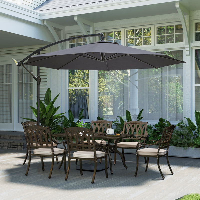 Cantilever Garden Parasol with Adjustable 3m Canopy for Shaded Outdoor Seating Grey Outsunny