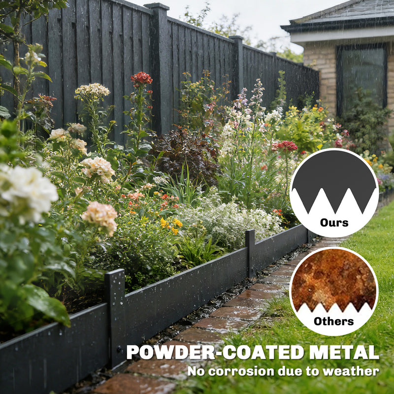 Garden Edging Fence Flexible Metal Panels for Easy No Dig Borders Black AOSOM