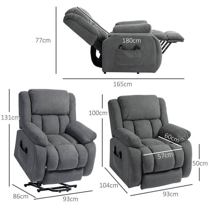 Electric Recliner Chair With Lift Assist and Massage for Easy Standing and Relaxing Grey