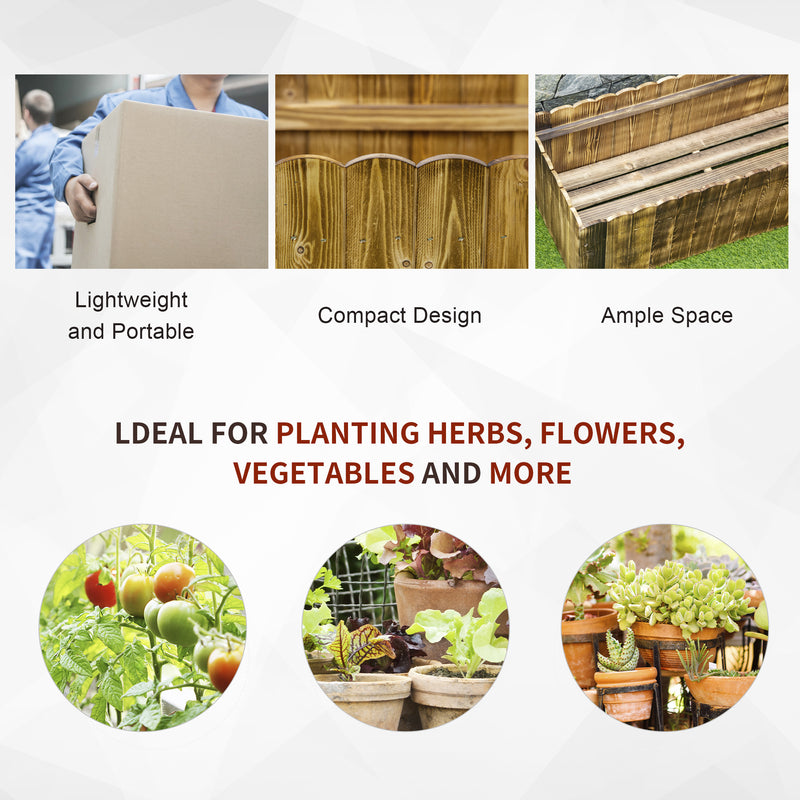 Wooden Raised Garden Bed 172L Outdoor Planter Box For Herbs Vegetables And Flowers