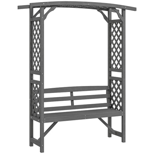 Grey Wooden Garden Arbour Bench with Seat for Climbing Plants and Vines