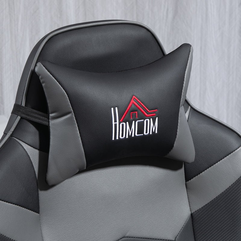 Grey Massage Recliner Chair with Remote Cup Holders and Lumbar Support by Homcom