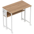 Natural Wood Drop Leaf Desk 80 cm Compact Writing Table for Small Home Office Spaces