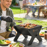 Portable Charcoal BBQ Grill and Fire Pit for Camping and Garden Gatherings Black Outsunny