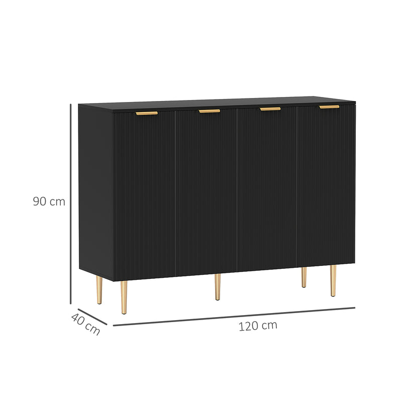 Sideboard Storage Cabinet with Adjustable Shelves for Kitchen or Hallway Organisation Black