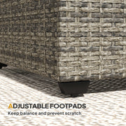 Dark Grey Rattan Side Table With Glass Top 90 x 50cm by Outsunny