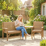 Wooden Garden Furniture Set with Bench Chair and Table for Flexible Outdoor Seating Outsunny