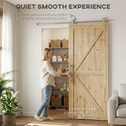 Sliding Door Hardware Kit for Quiet Wooden Doors Indoor or Outdoor Use Silver Tone AOSOM