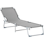 Folding Camping Bed with Adjustable Backrest for Outdoor Relaxation Grey Outsunny