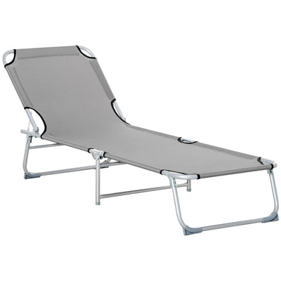 Folding Camping Bed with Adjustable Backrest for Outdoor Relaxation Grey Outsunny