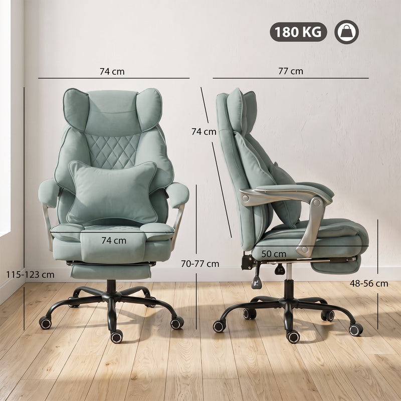 Office Chair for Big and Tall Adults with High Back Support and Footrest Light Blue