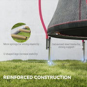 10ft Garden Trampoline with Safety Net for Family Outdoor Play Pink AOSOM
