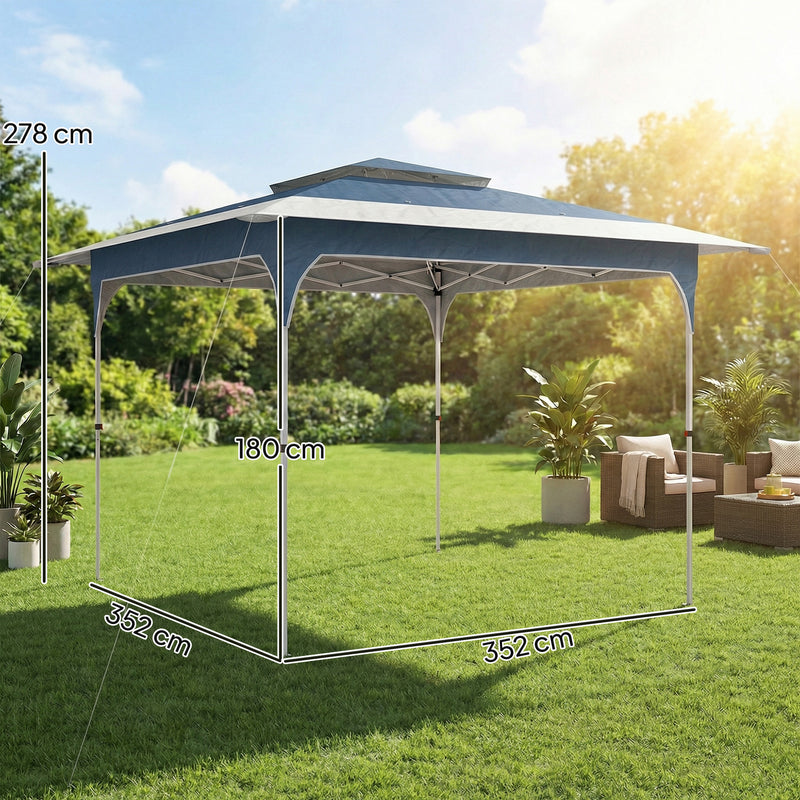 Pop Up Garden Gazebo with Double Roof for Easy Shade and Sun Protection Blue Outsunny