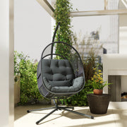Dark Grey Hanging Egg Chair with Stand and Cushions for Garden or Indoor Use by Outsunny