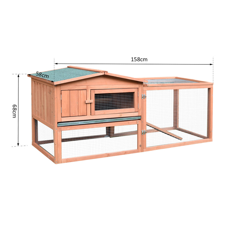 2 Tier Wooden Guinea Pig Hutch With Ramp Ideal For Outdoor Use, Natural Wood Colour
