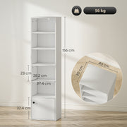 6 Tier Tall Bookcase Shelving Unit For Home Office Storage Display, White AOSOM