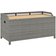 Grey 130L Rattan Garden Storage Box with Seat for Outdoor Use by Outsunny